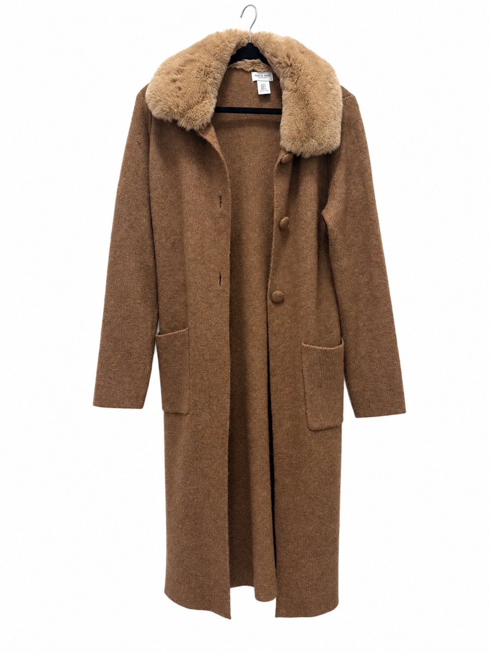 Song of Style by Aimee Song Faux Fur Collar Long Knit Coat Size M